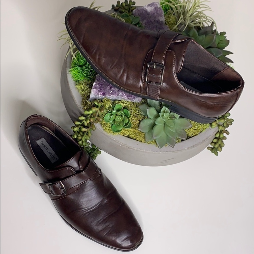 Franco Vanucci Brown cognac leather Slip On dress shoes men’s  8